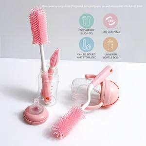 Brosse d'alimentation rotative à 360 degrés brosse à poussière à Long manche nettoyeur de biberons en Silicone