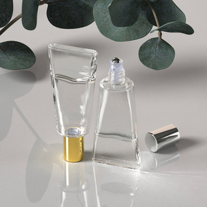 Flacons roll-on carrés transparents <span class=keywords><strong>de</strong></span> 10 ml avec bouchon doré, rouleau en métal, matériau en verre, bille <span class=keywords><strong>de</strong></span> roulement, huile essentielle, flacon roll-on transparent - Product Image 1