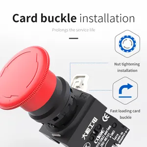 Y5 loạt 22 mét màu đỏ dừng khẩn cấp push button chuyển đổi một thường mở liên lạc cho năng lượng mới nguồn