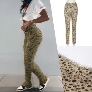 2023 nuovo arrivo peluche stampa leopardata Sexy pantaloni lunghi kaki elasticizzati pantaloni Casual attillati da donna