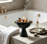 Brûleur d'encens vintage noir, détachable, poli à la main, pour une décoration de luxe, idéal pour les spas, les hôtels, la maison ou la table.