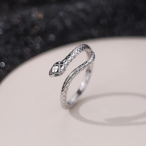 패션 럭셔리 925 스털링 실버 뱀 머리 손가락 반지 크기 조정 가능한 실버 뱀 오프닝 반지 - Product Image 6