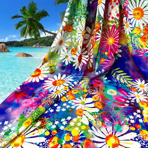 MOQ印刷なしポリアミドイラスタンカスタム生地プリントデジタルフラワープリント水着生地ファッションドレスビーチウェア用 - Product Image 1