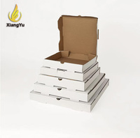 Boîte à pizza en carton ondulé personnalisée 33x33 cm, design blanc à l'extérieur, marron à l'intérieur, boîte à pizza en papier blanc