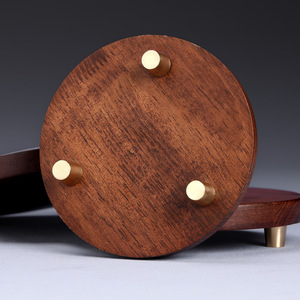 Base de présentation ronde en bois à 3 niveaux pour statue de Bouddha, pot d'aromathérapie, nouveau style chinois, imitation bois de noyer, support de bureau - Product Image 4