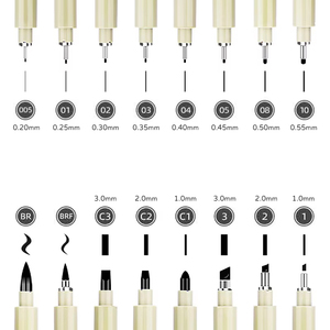Bộ bút vẽ viền siêu nhỏ chất lượng cao, nhiều nét, đầu kim đen, đầu nhỏ - Product Image 1