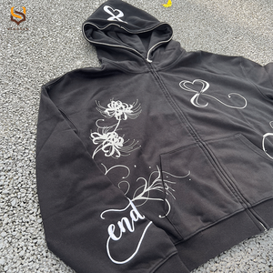 All Over Face <b>Zip</b> Hoody Custom Embroidered logo Digital Print Cotton <b>Men</b> <b>Hoodie</b> Heavyweight <b>Fleece</b> Full <b>Zip</b> <b>up</b> <b>Hoodie</b> for <b>Men</b> - Product Image 3
