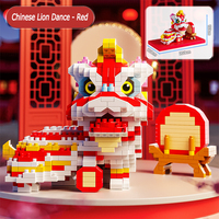 Ensemble de blocs de construction de danse du lion de style chinois jouet pour enfants cadeau de mascotte du nouvel an pour les enfants