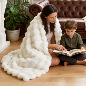 Luxury Skin- Friendly Weighted Warm Cozy Faux Fur Ripple Blanket Home Sofa <b>Bed</b> Room Fluffy <b>Throw</b> Blanket for Winter - Product Image 5