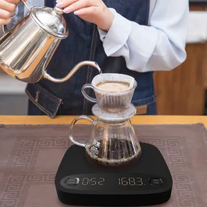 咖啡秤计时器便携式数字厨房重量食品计时器家用秤数字显示咖啡馆和咖啡店4千克/5.2千克