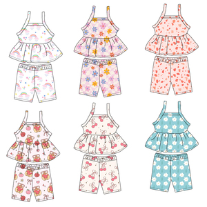 2025 Premium Baby <strong>Girl</strong> Summer Set Comfortable Fabric Lace Halter Top Pleated <strong>Shorts</strong> Children's Two-piece Set - Product Image 1