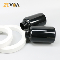 Récipient HDPE noir direct d'usine 150-200ml avec capuchon à double verrouillage, pot de col de 47mm bouteille de supplément