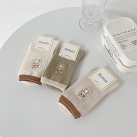 YUELI vente en gros tricoté blanc mignon petit ours équipage femmes chaussettes