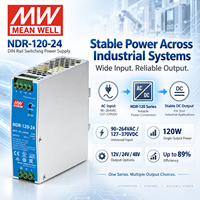Alimentation électrique sur rail DIN MEANWELL NDR-120-24 24VDC 5A AC DC, boîtier métallique pour équipement d'automatisation semi-conductrice