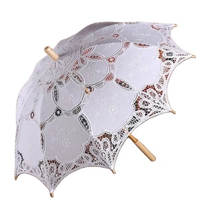 Nouvel Parapluie de Mariage en Dentelle, Broderie Coton, Parapluie de Mariée Blanc Beige pour Décoration de Mariage et Photographie - Product Image 1
