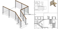 Reilbu J Garde-corps de balcon extérieur en câble avec poteau en acier inoxydable, installation facile