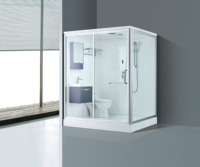 Kmry douche de salle de bain préfabriquée tout-en-un au design moderne cadre en aluminium et plateau en acrylique avec WC et toilettes