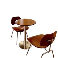 Table et chaises de café de style américain rétro, personnalisables, avec plateau en bois et structure en métal, pour usage commercial