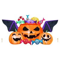 Gran oferta, lleno de infantilismo, sombrero de caramelo inflable de Halloween en murciélago de calabaza, decoraciones de Halloween, inflables al aire libre