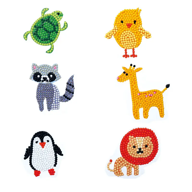 Cartoon Stickers Diamond Painting Sticker Kits Tortoise Lion Animals Painting with Diamonds Mosaic Stickers for Kids Adults