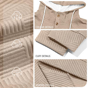 Sweat-shirt épais pour homme à col <span class=keywords><strong>Henry</strong></span> ample et à capuche en jacquard - Product Image 2