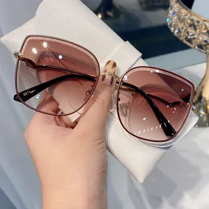 Fashion Woman Big Size Sunglasses Rimless Sunglasses Shades Ocean Lens Sun Glasses Women Eyeglasses