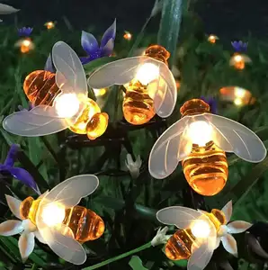 Led Solar Honey Bee String Lights Acryl Outdoor Camping Gazon Waterdichte Decoratieve Lichtslingers