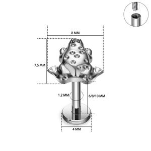 ASTM F136 titanio 16G <span class=keywords><strong>elefante</strong></span> Rana forma <span class=keywords><strong>oreja</strong></span> Stud estilo Punk nariz Stud pendiente Tragus Labret cartílago cuerpo Piercing joyería - Product Image 3