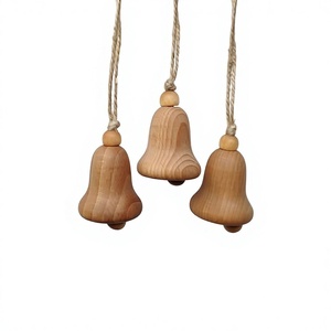 Handcrafted <b>Wooden</b> Engraved Hanging Bell Ornament Christmas Theme Traditional Design High Quality Ceiling Mount Home Decoration - Product Image 5