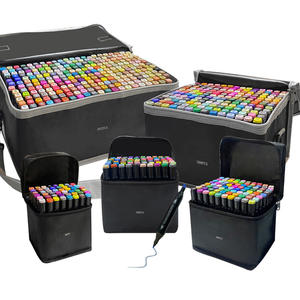 Ensemble de marqueurs d'art pour étudiants, pointe fine, à base d'alcool, dessin en couleur avec pointe pinceau, matériau plastique PP - Product Image 2