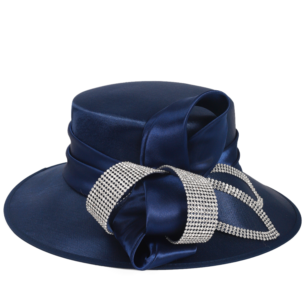 Fancy Ladies Dressy Satin Wide Brim Formal Church Hats