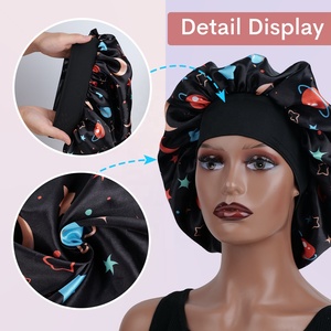 SOLPOP Turbante Personalizzato Stile Boho a Strato Singolo in Raso, Cappello per <span class=keywords><strong>Parrucchieri</strong></span>, Cuffia per Capelli da Notte con Elastico Morbido - Product Image 4