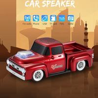 Reproductor de Música USB Portátil, Altavoz Inalámbrico Bluetooth para Auto, con Bajos Estéreo, Luces de Colores, Diseño de Auto, con Radio