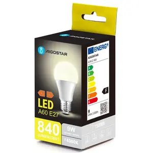 Bombilla LED A60 E27 9W 4000K, luz blanca neutra, eficiencia energética, ideal para iluminación general en hogares y oficinas. - Product Image 1