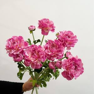 Alta calidad 2 cabezas Real Touch seda Artificial Rosa Ranunculus flor para decoración de boda fiesta hogar centro de mesa - Product Image 5