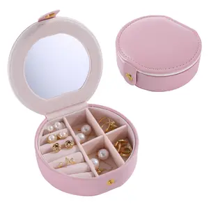 Fashion Ring Stud Earrings Organizer Box New Travel Portable Jewelry Ornaments Jewelry Box With Mirror