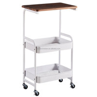 Chariot à main en métal mobile pour cuisine, garage, salon, étagère de rangement détachable à trois niveaux pour fruits et légumes