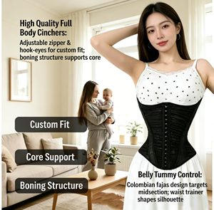 Faja colombiana de cintura alta de alta calidad, transpirable, de elastano, para todo el <span class=keywords><strong>cuerpo</strong></span>, con cremallera ajustable y cierre de corchetes para mujer - Product Image 1