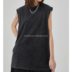 Camiseta sin Mangas de Alta Calidad, 100% Algodón, 250 GSM, Lavado Ácido, Corte Recto, con Logotipo Personalizado OEM, Ropa de Gimnasio de Verano, para Hombre - Product Image 3