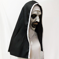 Masque de Nonne Maléfique d'Origine Usine avec Foulard, en Latex Souple, pour Cosplay d'Horreur, Masque de Mascarade Effrayant pour Femme, Halloween