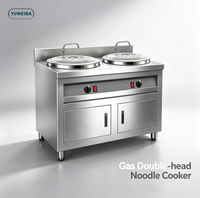 Cuisinière à nouilles à gaz double cuve en acier inoxydable professionnel avec deux tubes chauffants ondulés pour restaurant, Malatang, Ramen, Soupe