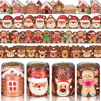 Bordes Decorativos para Tableros de Anuncios, Diseño de Santa y Casa de Jengibre, Pegatinas Navideñas para Decoración de Aulas, Venta al Por Mayor