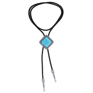 Vente directe usine : Collier pendentif en métal losange, style western <span class=keywords><strong>cowboy</strong></span>, mode sud-ouest, <span class=keywords><strong>cravate</strong></span> bolo en cuir et turquoise - Product Image 4