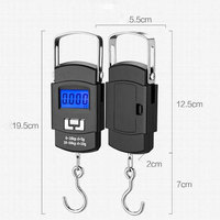Báscula Electrónica de Alta Precisión para Equipaje, 50 kg/10 g, con Pantalla LCD Retroiluminada y Gancho Metálico, Lista para Enviar