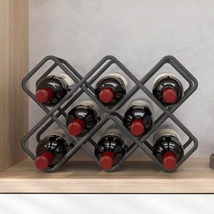 Kệ Trưng Bày Chai Rượu Vang Đỏ Có Thể Xếp Chồng Lên Nhau Treo Tường Bằng Kim Loại Sắt Rèn Đơn Sang Trọng Gắn Với Giá Đỡ Thủy Tinh - Product Image 3