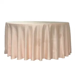 Premium Polyester Fabric Table Cloth Damask Champagne Tablecloth for Wedding Party Banquet Events Hotel Restaurant