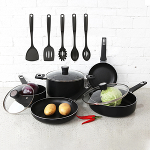 Ensemble de casseroles en céramique antiadhésives de haute qualité, violet, 13 pièces, avec couvercles en verre et ustensiles, pour cuisinières à gaz et à induction - Product Image 2