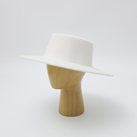 Chapeau en feutre style français, calotte plate, large bord, minimaliste, élégant, rétro, unisexe, automne-hiver, chapeau formel