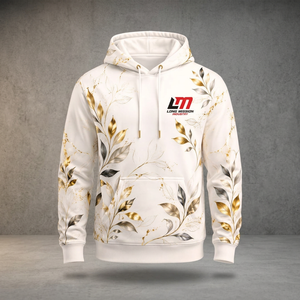 Sudadera con Capucha para Hombre Long Mission Industry, Blanca, de Forro Polar, Transpirable, Corte Regular, Diseño Casual con Bolsillos, Ropa de Invierno, 100% Algodón - Product Image 1