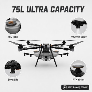 80L Agricultural Spraying Drone UAV 1 Nozzles Diaphragm Pump Gearbox Pest Control Fertilizer <b>Sprayer</b> for Farm Use - Product Image 4